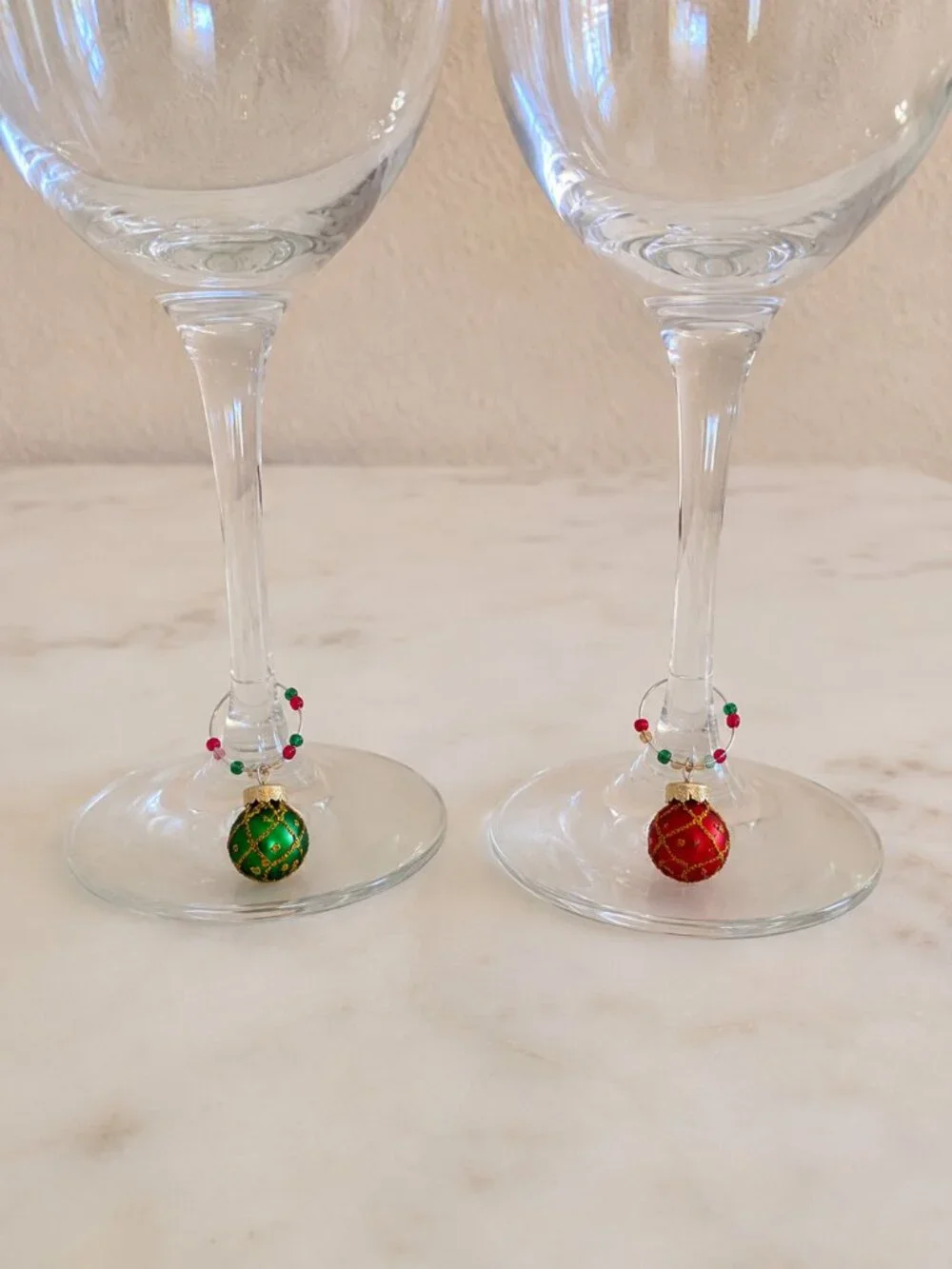 Art Glass Christmas Ornament Wine Glass Charms